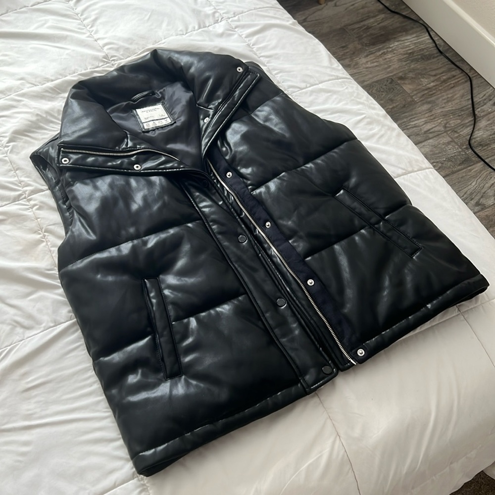 Abercrombie and Fitch Leather Puffer Vest (Size Large)